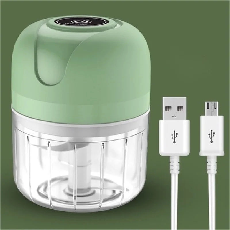 Portable Mini Electric Food Processor 250ml USB with 3 Stainless Steel Blades
