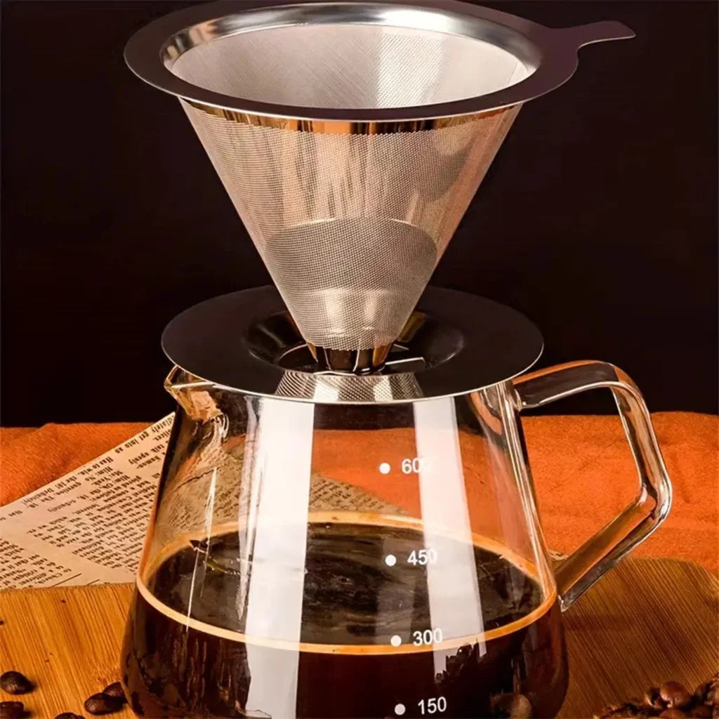 Large reusable stainless steel coffee filter, strainer, eco-friendly, practical