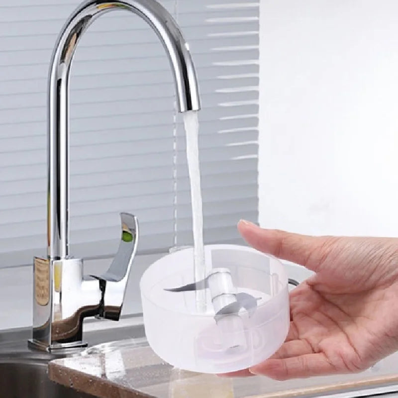 Portable Mini Electric Food Processor 250ml USB with 3 Stainless Steel Blades