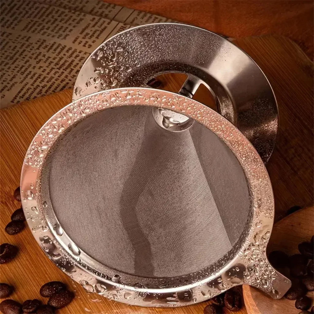 Large reusable stainless steel coffee filter, strainer, eco-friendly, practical