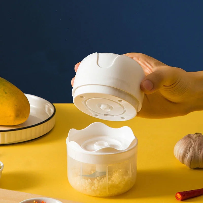 Portable Mini Electric Food Processor 250ml USB with 3 Stainless Steel Blades