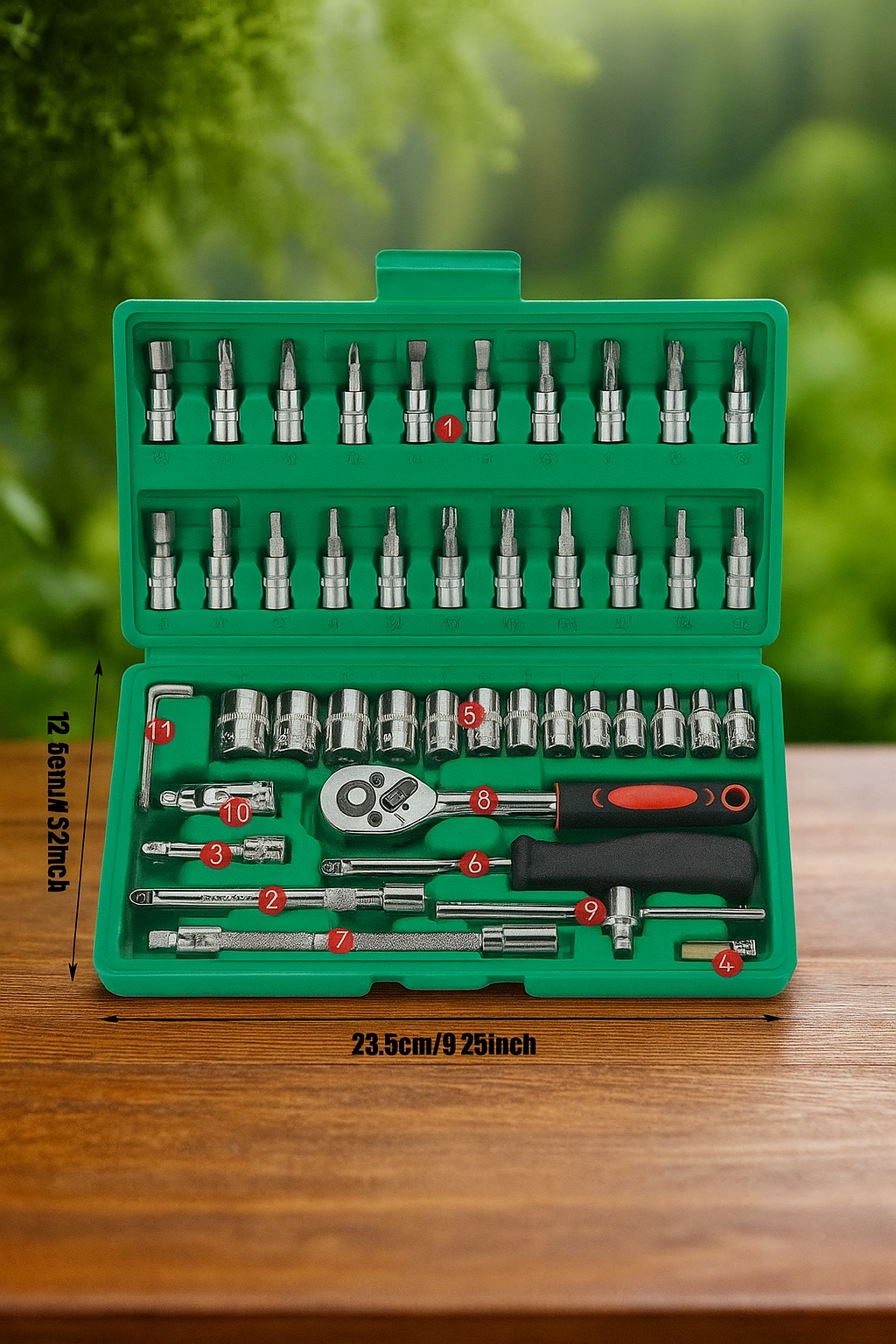 46 Piece Socket Set, 1/4 Inch Ratchet Wrench Set with Sockets, Hex Bit Socket Set