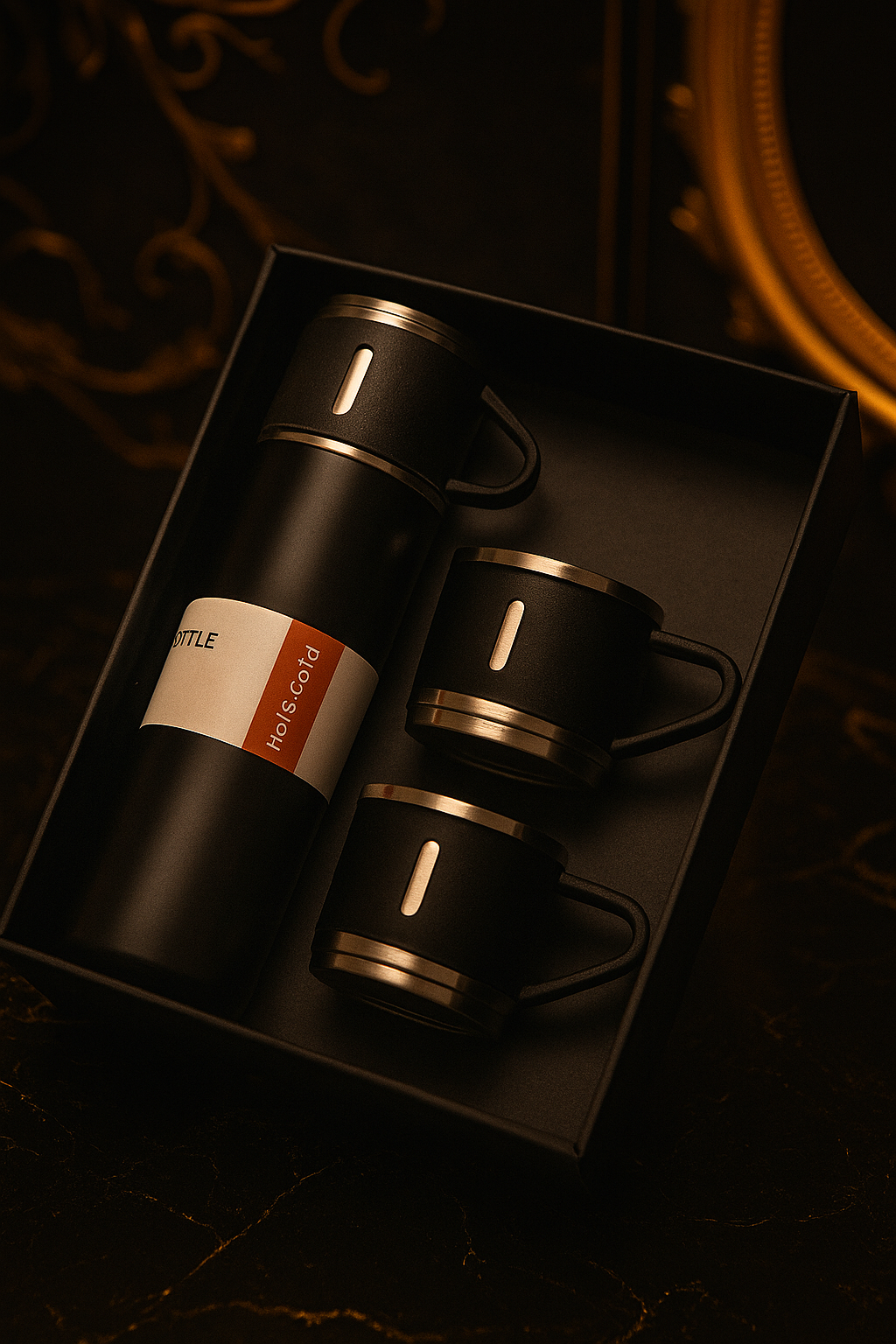 Vacuum Flask Set 500ml Thermal Bottle Kit With 3 Cups