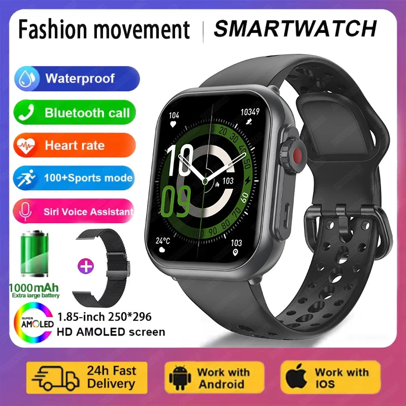 New Smart Watch, 1.85-inch AMOLED HD Touch Screen, IP68 Waterproof