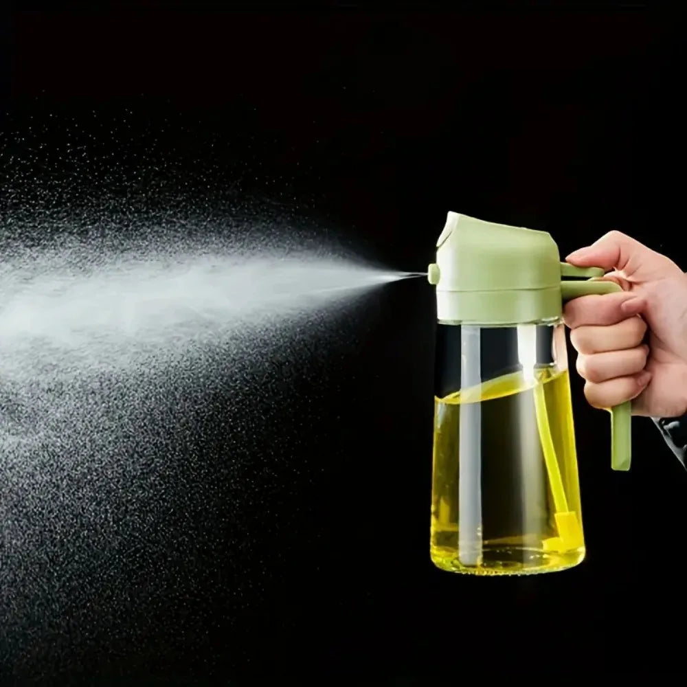 2 in 1 Oil Sprayer Glass Cooking Bottle Anti-leakage Olive Oil Storage Bottle for BBQ