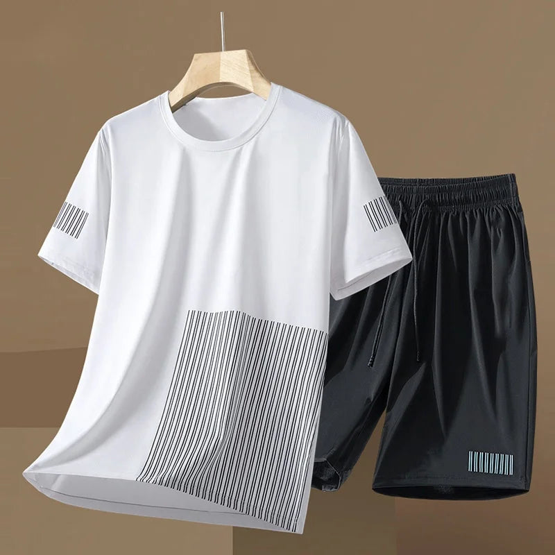 Quick-drying sportswear, short-sleeved T-shirt + shorts, two-piece suit