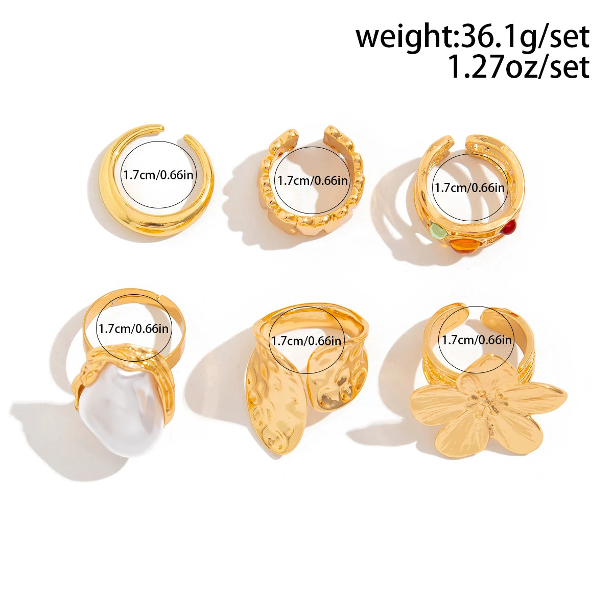 Ingemark 2025 New Irregular Exaggerated Flower Metal Open Rings for Elegant Women