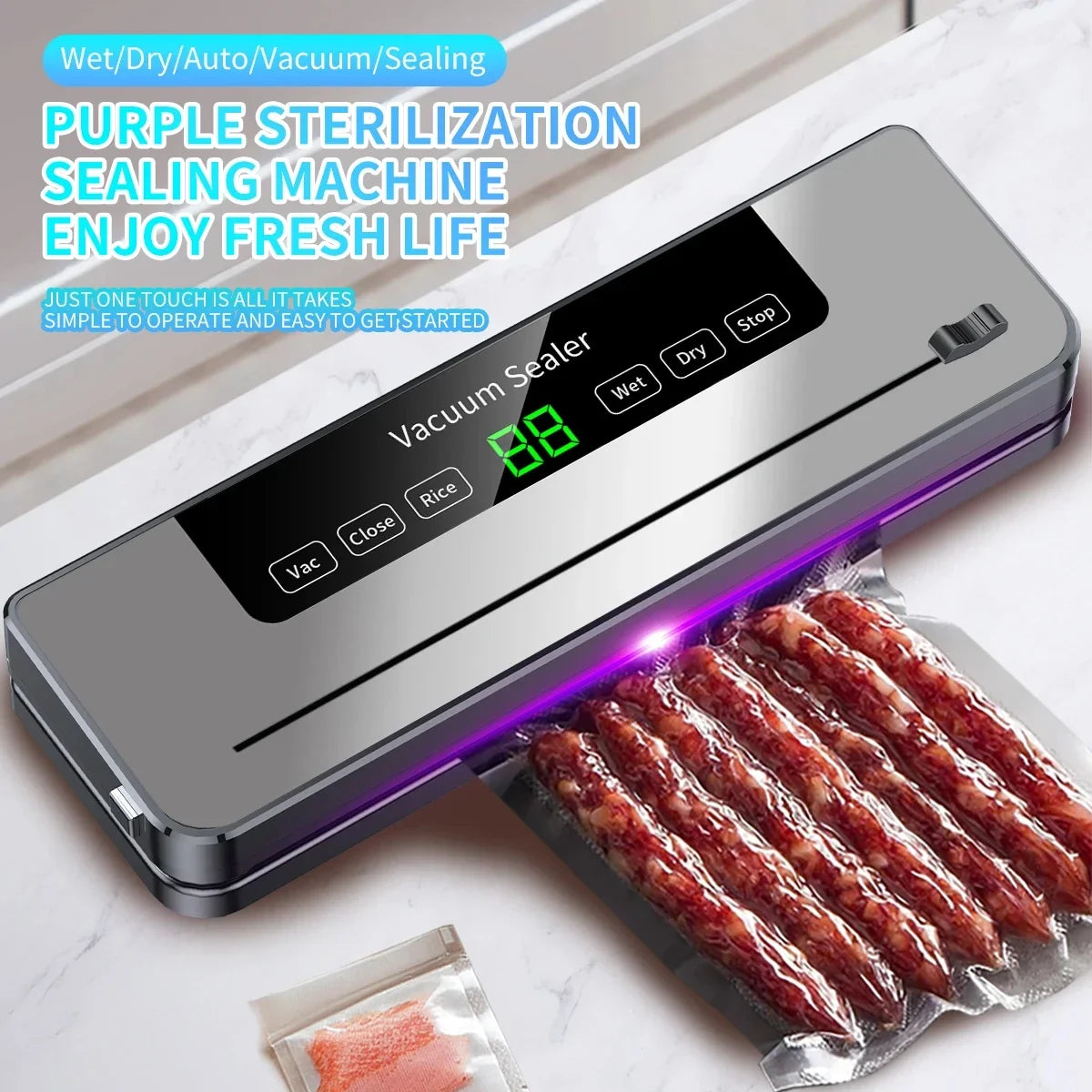 Electric Vacuum Sealer for Dry/Moist Food, Sealed Packaging for Food Storage