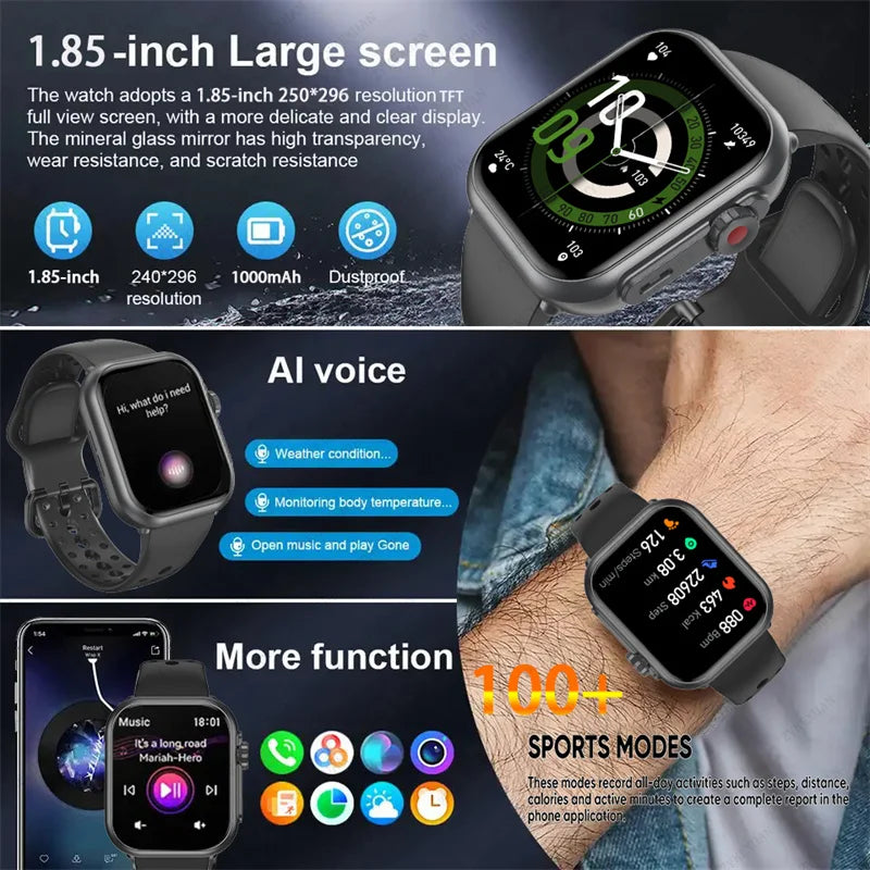 New Smart Watch, 1.85-inch AMOLED HD Touch Screen, IP68 Waterproof