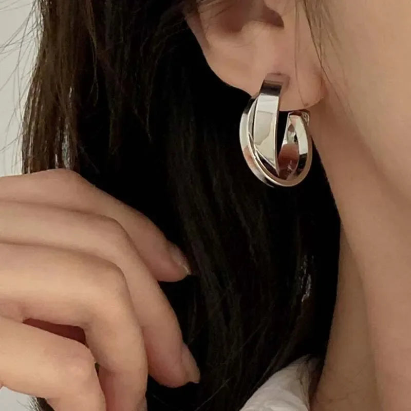 Braided Metal Hoop Earrings Fashion Jewelry 2025