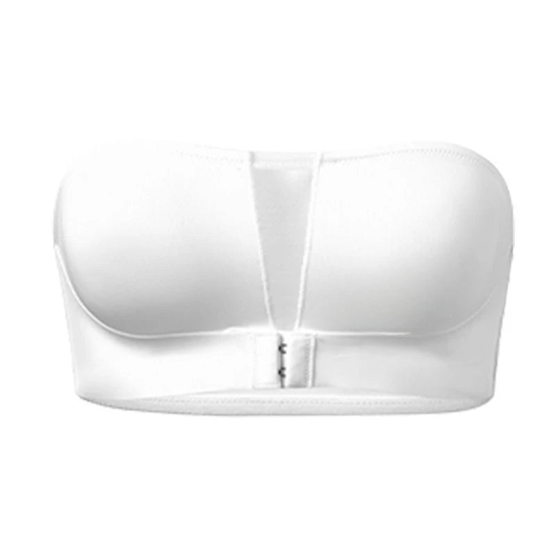 Soft Non-Padded Bras for Women, Strapless, Wire-Free, Seamless, Front Button Bra