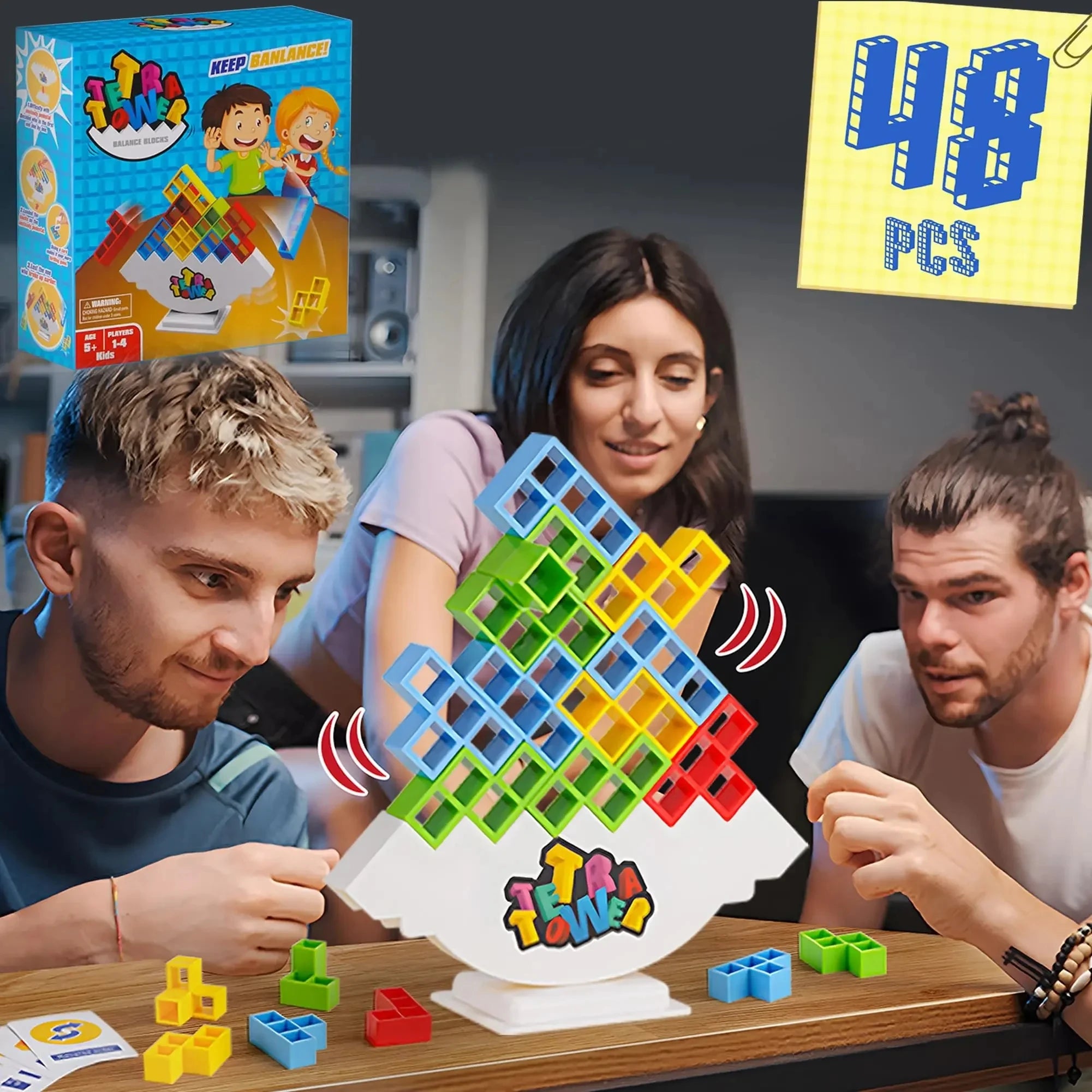 Tetra Tower Puzzle Stacking Building Blocks Board Game for Kids and Adults
