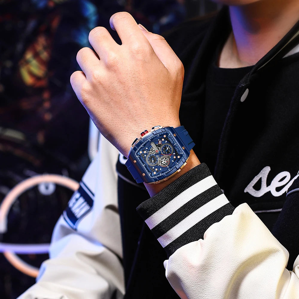 CURREN Unique Rectangular Sports Watches with Large Dial