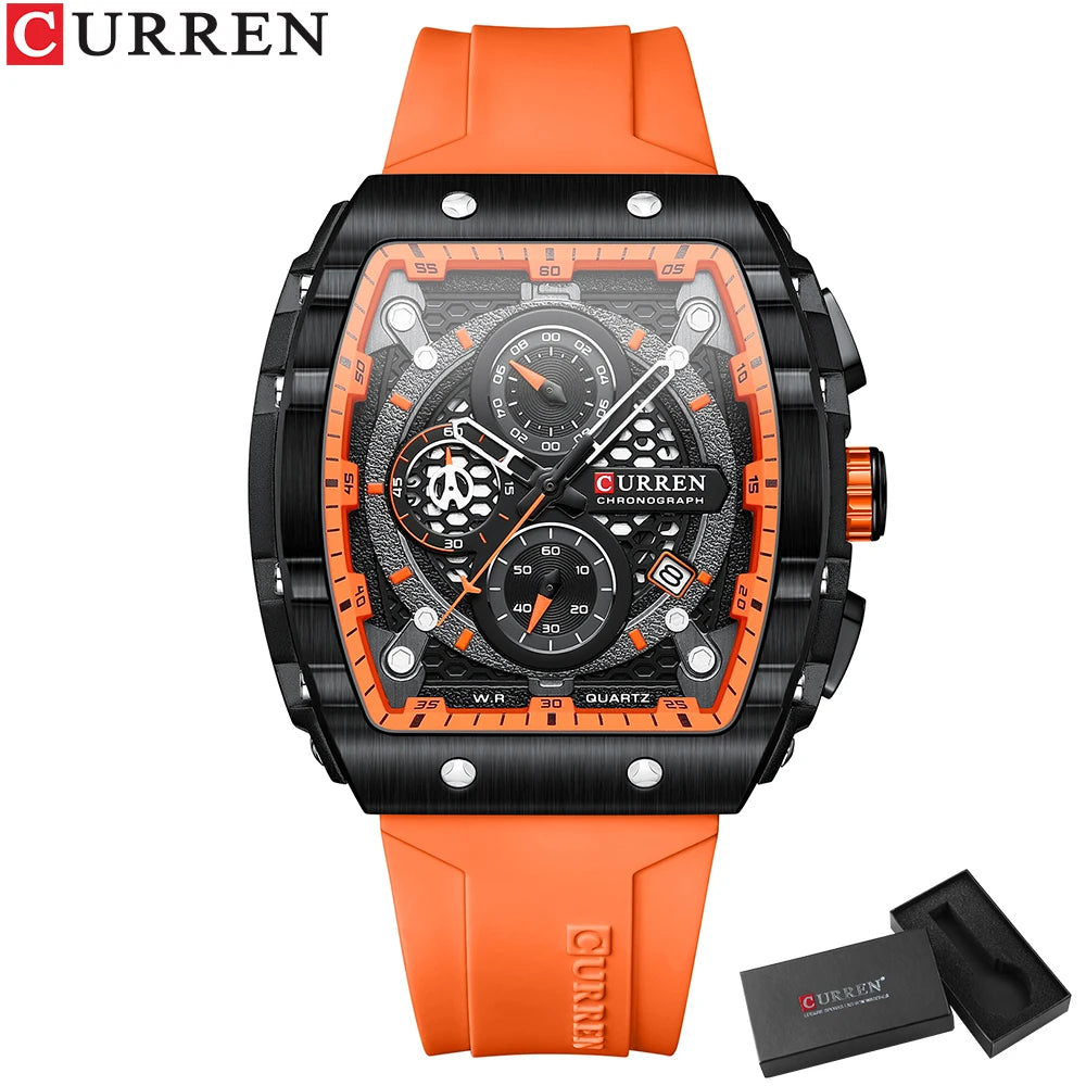 CURREN Unique Rectangular Sports Watches with Large Dial