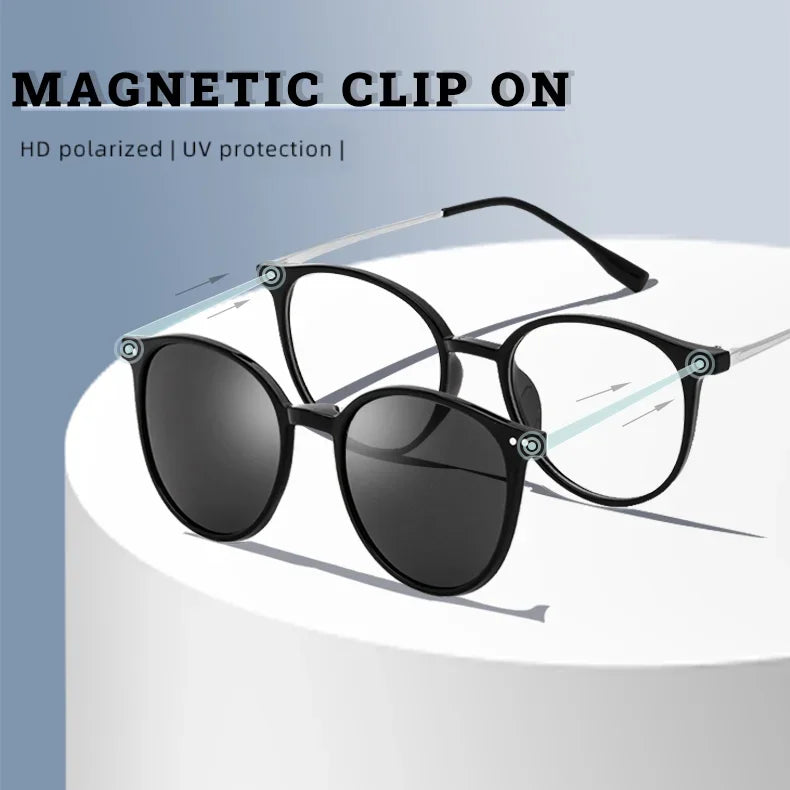 Round polarized women's and men's prescription glasses
