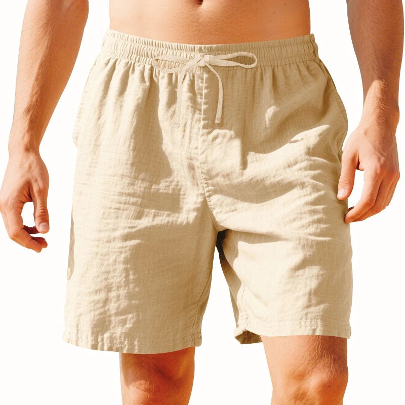 2025 Men's Daily Leisure Solid Color Simple Linen Shorts