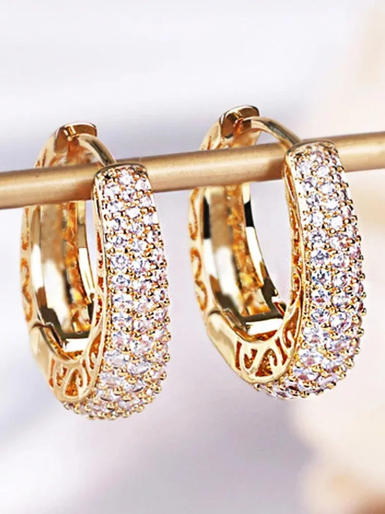RAKOL Gold Hollow Hoop Earrings for Women with Stunning Cubic Zirconia Stones