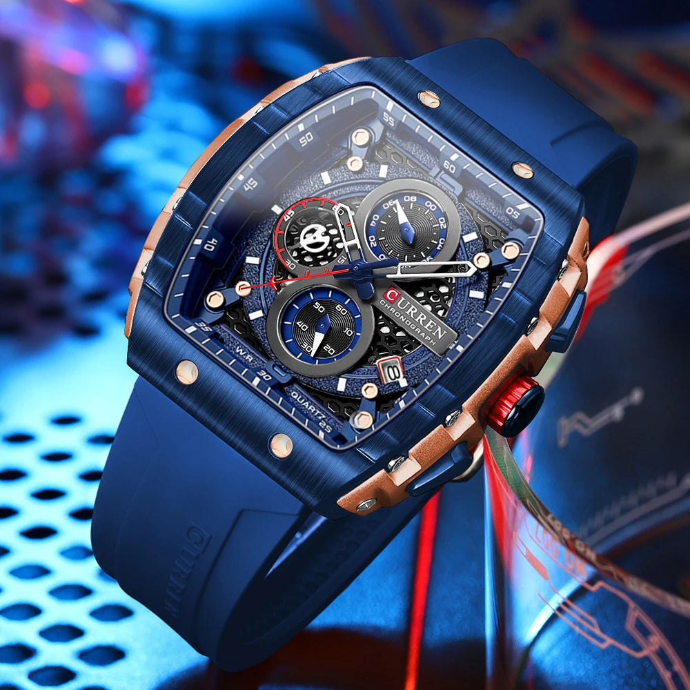 CURREN Unique Rectangular Sports Watches with Large Dial