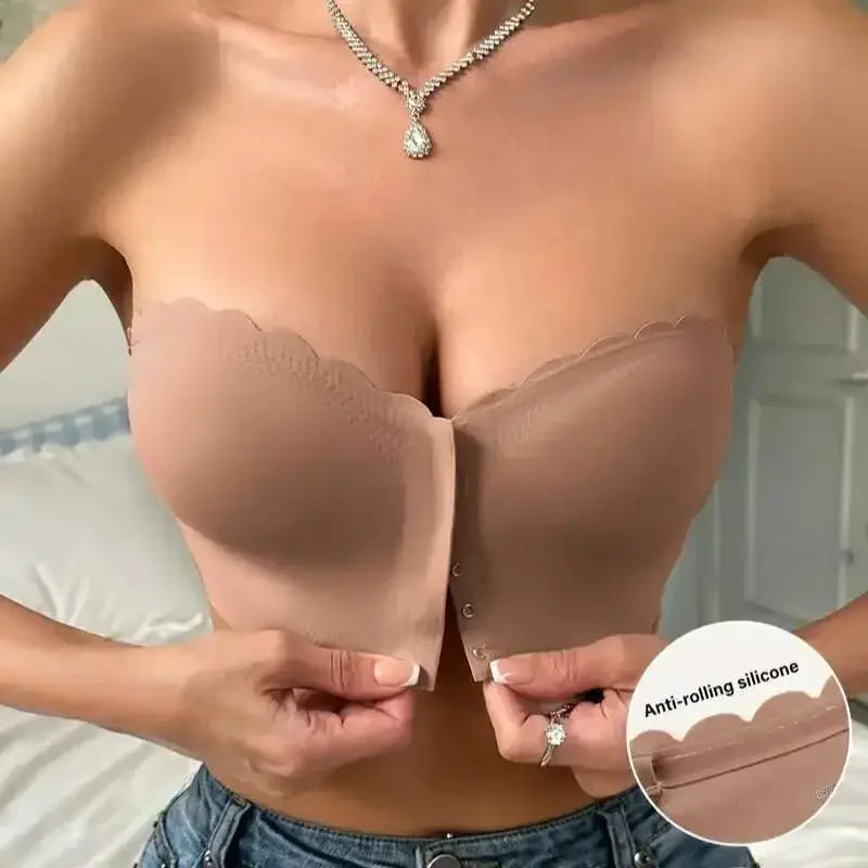 Women's Invisible Bra, Sexy Strapless Underwear, Front Buckle