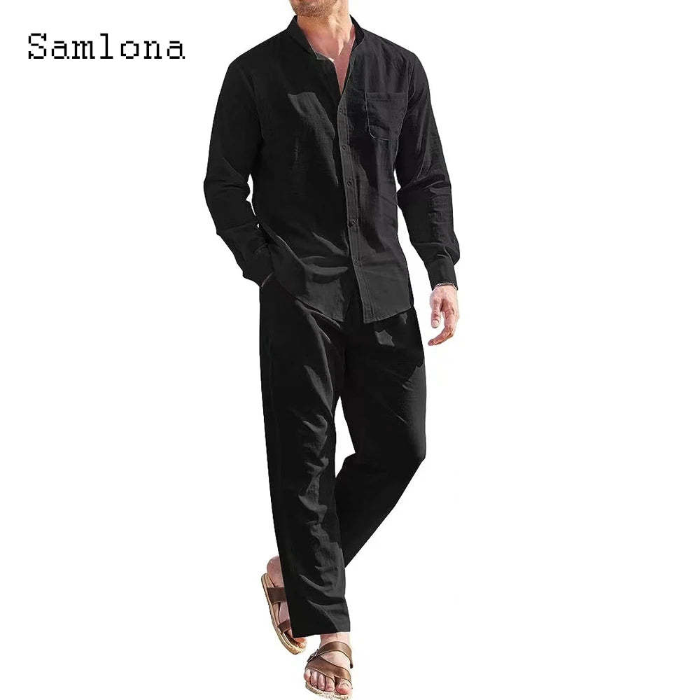 2025 Men's Plus Size Casual Cotton Two Piece Set