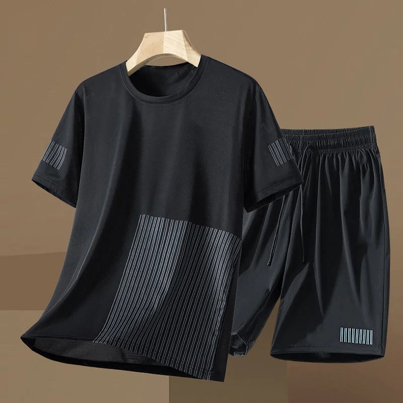 Quick-drying sportswear, short-sleeved T-shirt + shorts, two-piece suit