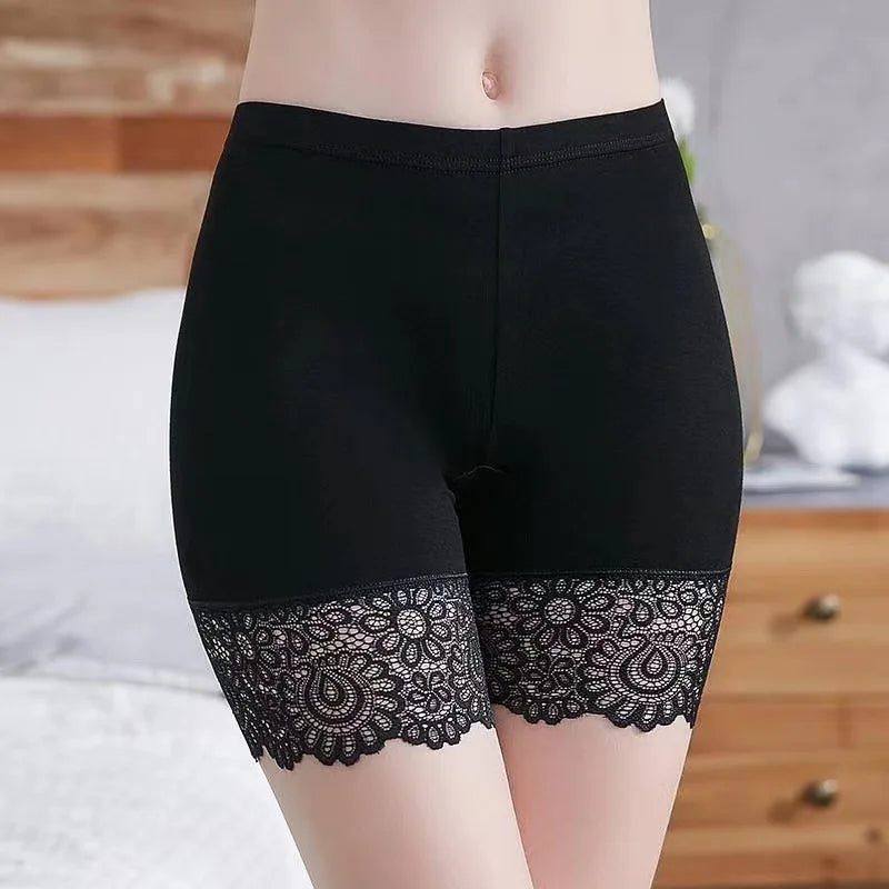 Short pants, with lace, under the skirt
