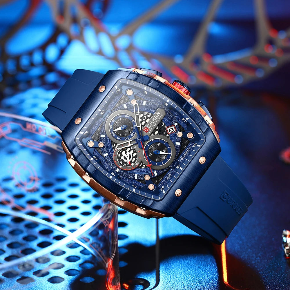 CURREN Unique Rectangular Sports Watches with Large Dial