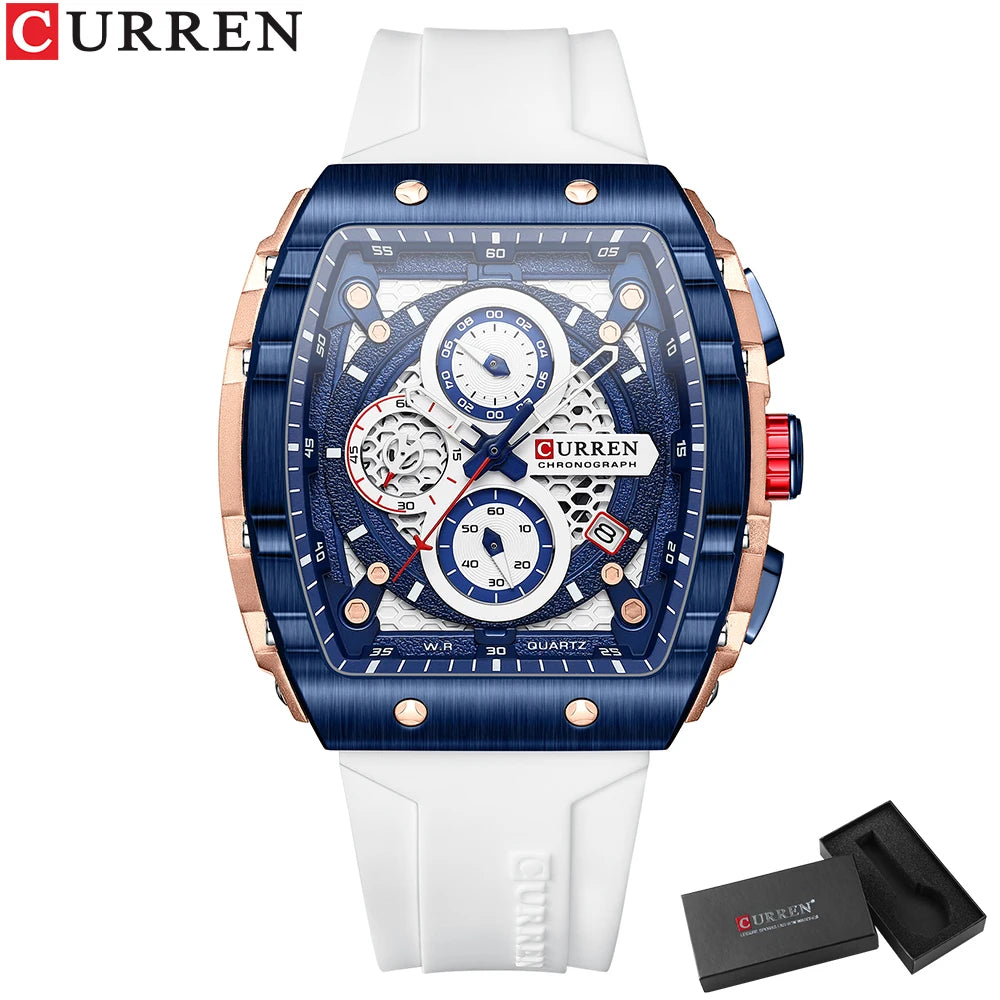 CURREN Unique Rectangular Sports Watches with Large Dial