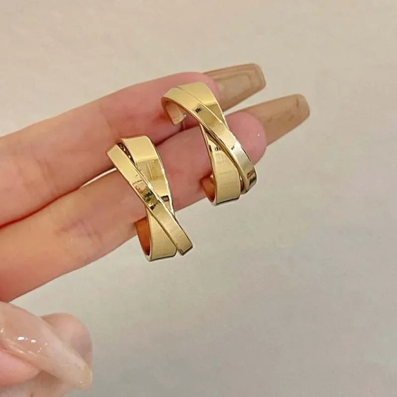 Braided Metal Hoop Earrings Fashion Jewelry 2025