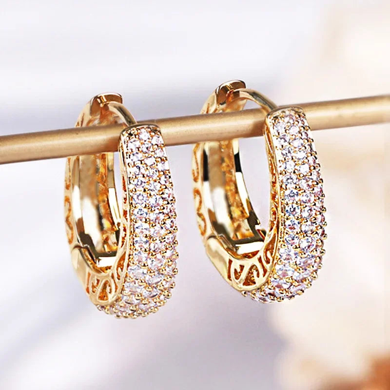 RAKOL Gold Hollow Hoop Earrings for Women with Stunning Cubic Zirconia Stones