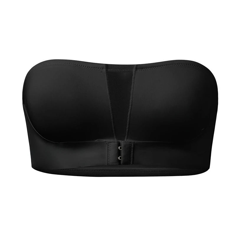 Soft Non-Padded Bras for Women, Strapless, Wire-Free, Seamless, Front Button Bra