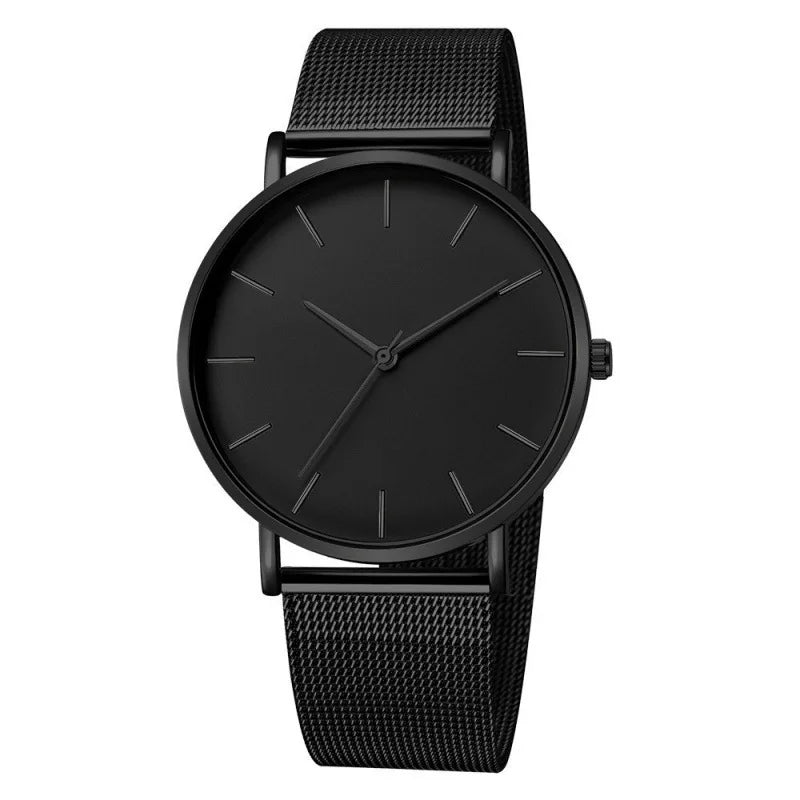 Fashion Ultra Thin Creative Black Stainless Steel Quartz Watches Men Simple Fashion Business Wristwatch Clock Male Relogios