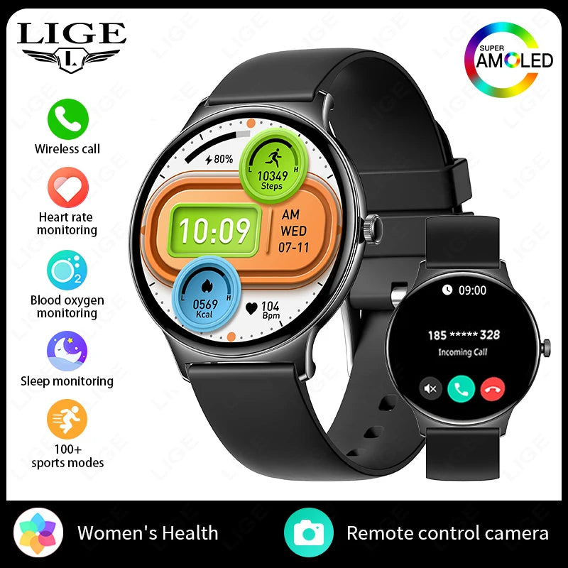 LIGE AMOLED Smart Watch with Healtht Screen, Sports, Fitness