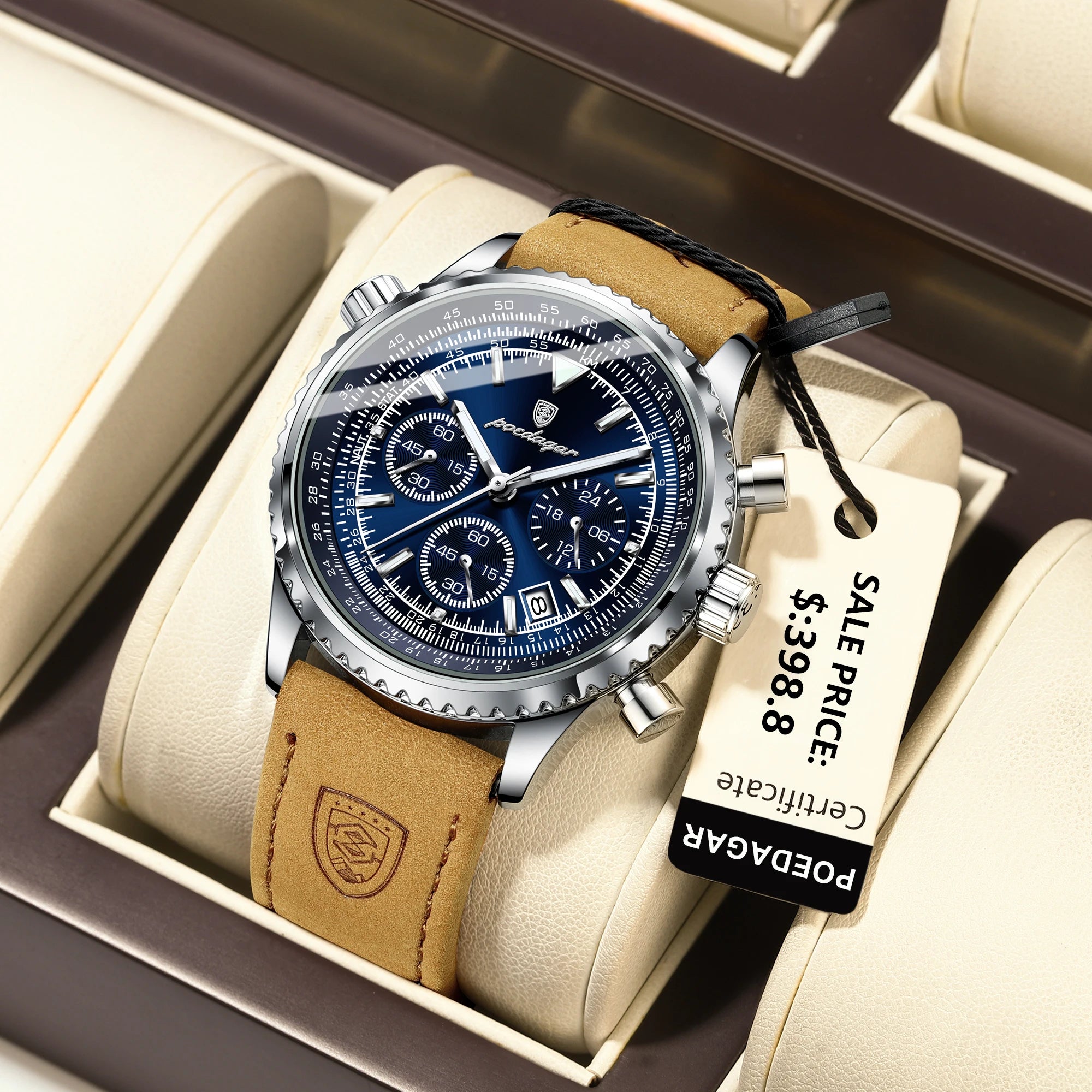 POEDAGAR Men's Watch Luxury Quartz Waterproof Luminous
