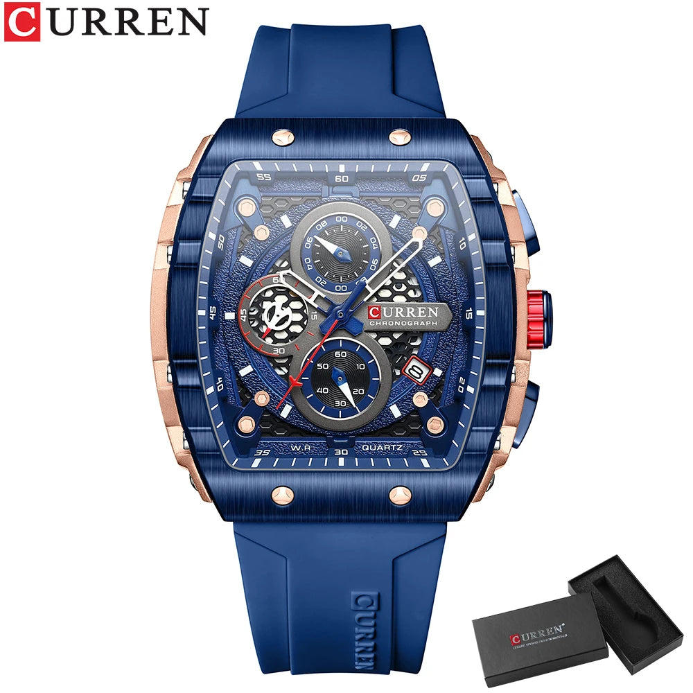 CURREN Unique Rectangular Sports Watches with Large Dial