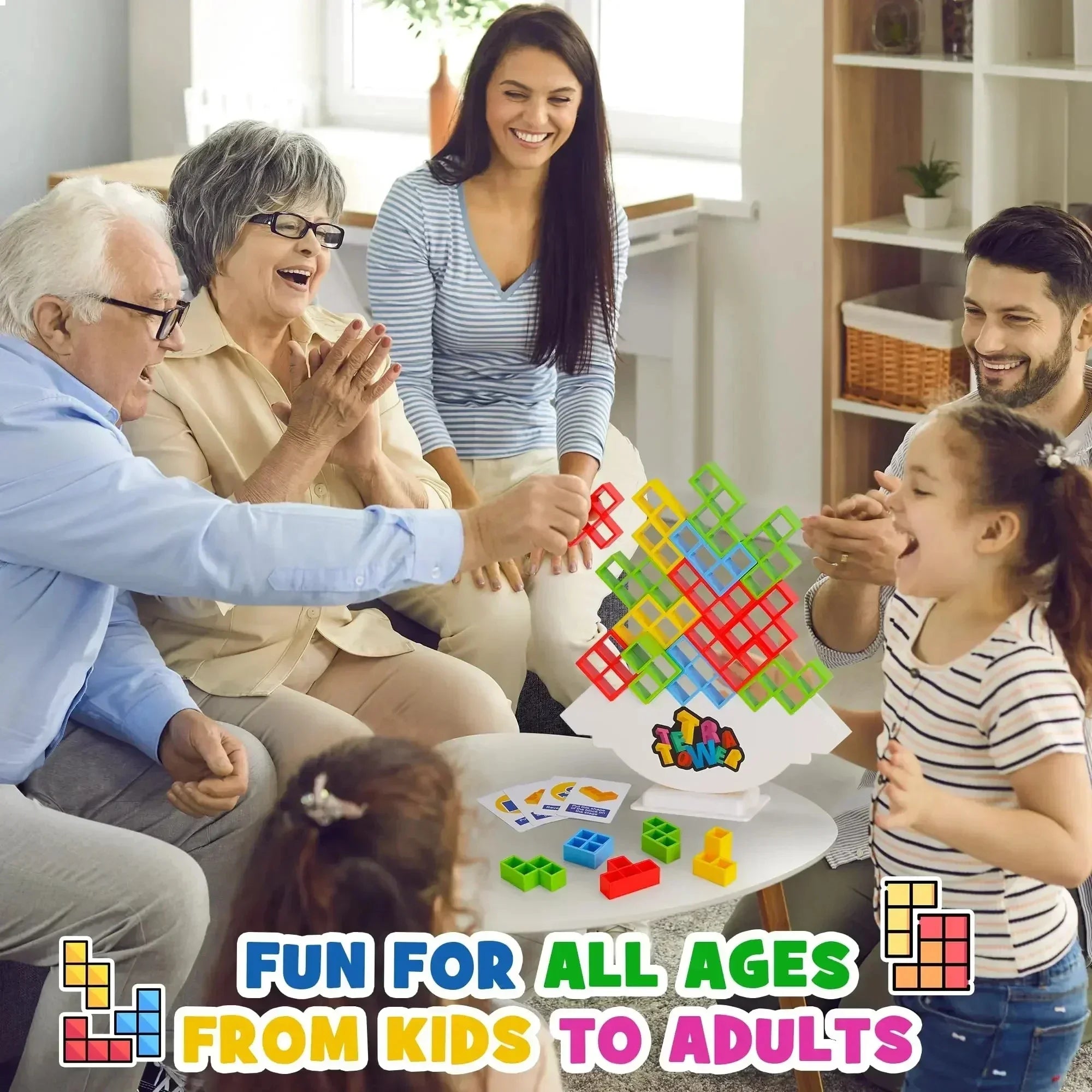 Tetra Tower Puzzle Stacking Building Blocks Board Game for Kids and Adults