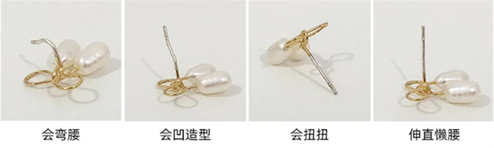 European American Style C Shape Acrylic Metal Petal Earrings