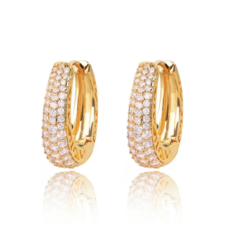 RAKOL Gold Hollow Hoop Earrings for Women with Stunning Cubic Zirconia Stones