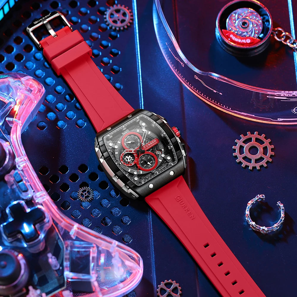 CURREN Unique Rectangular Sports Watches with Large Dial