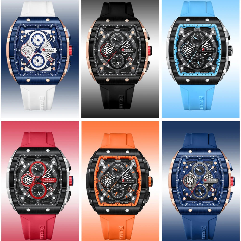 CURREN Unique Rectangular Sports Watches with Large Dial