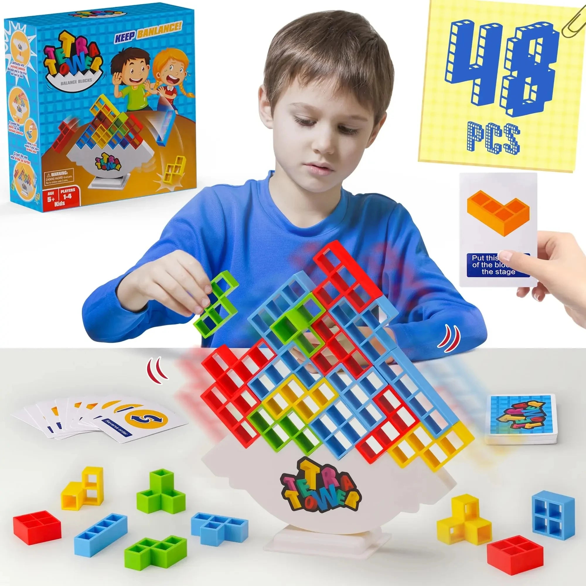 Tetra Tower Puzzle Stacking Building Blocks Board Game for Kids and Adults