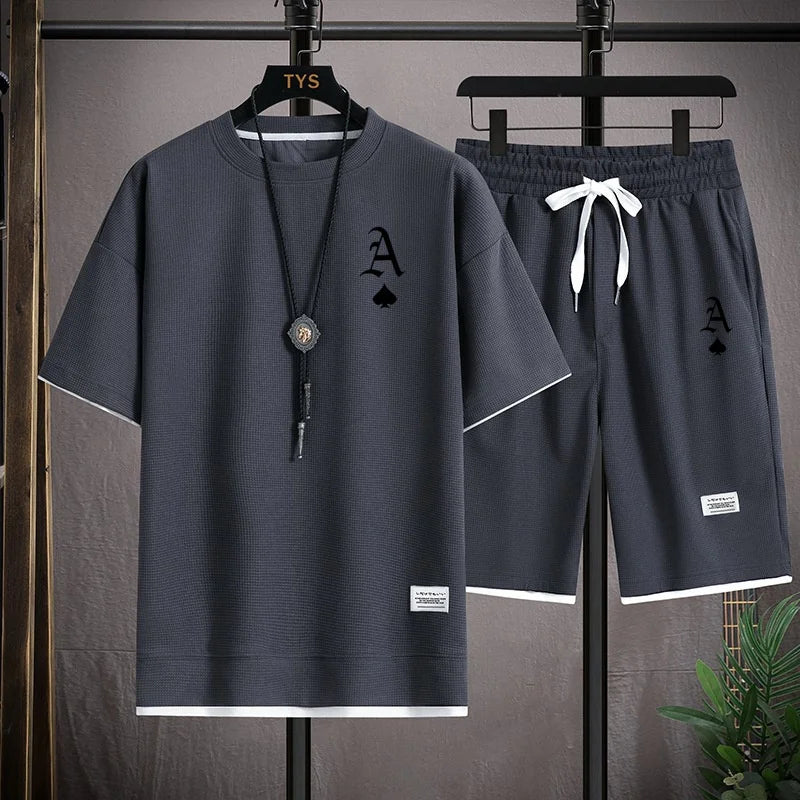 Fashion casual men's sports suit, short-sleeved T-shirt and sports shorts