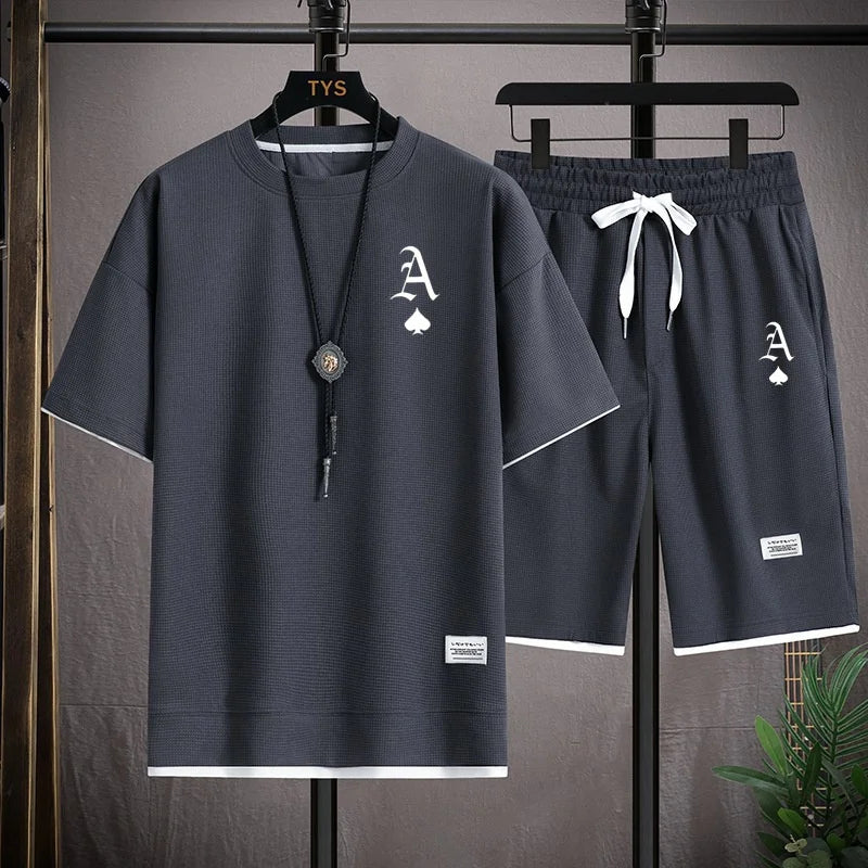 Fashion casual men's sports suit, short-sleeved T-shirt and sports shorts
