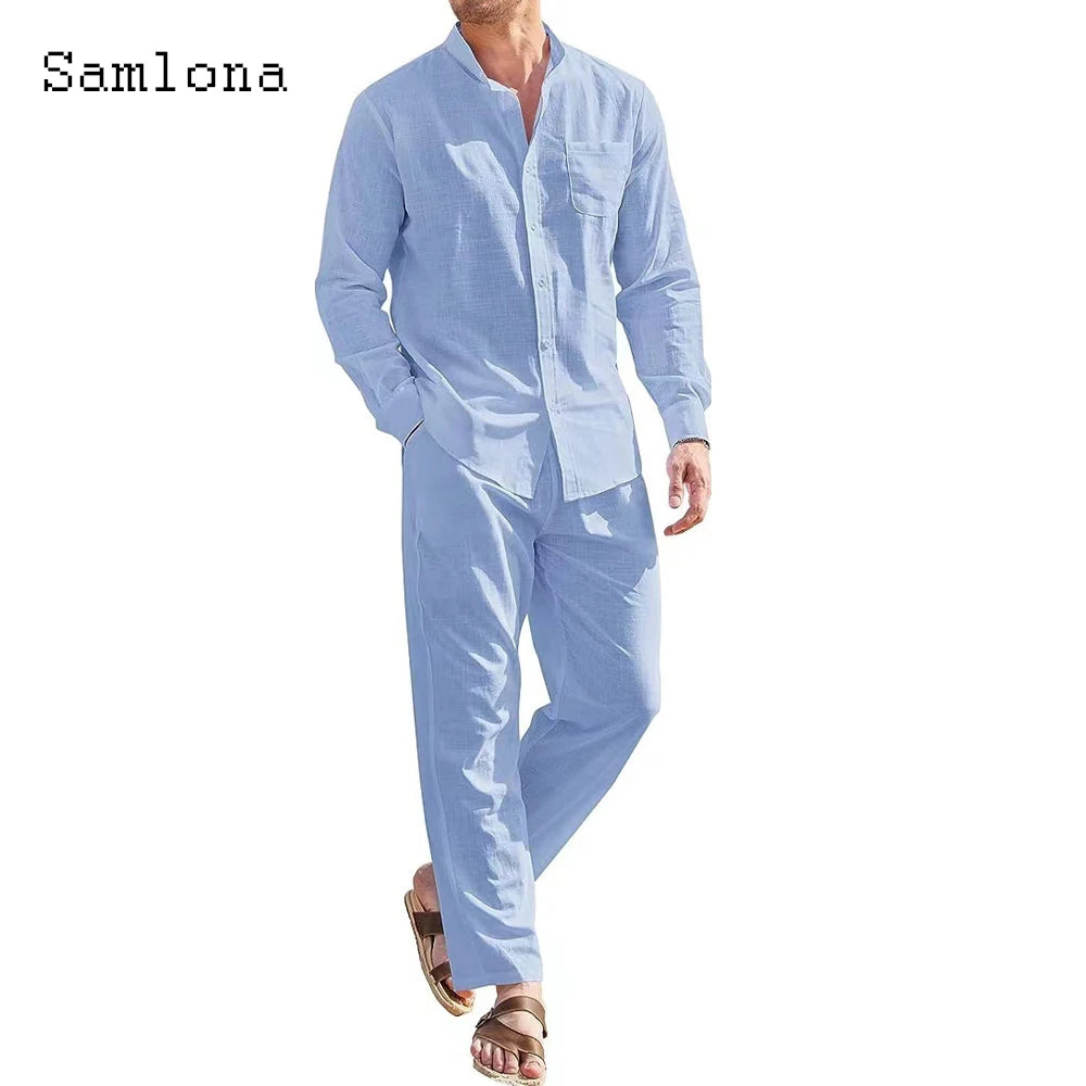 2025 Men's Plus Size Casual Cotton Two Piece Set