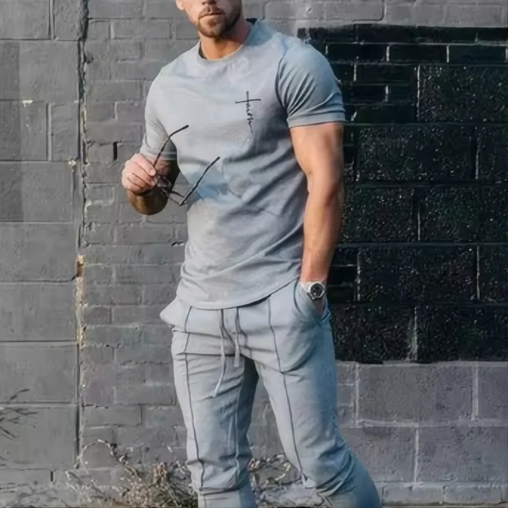 Men's Casual 3D Print Sports Set