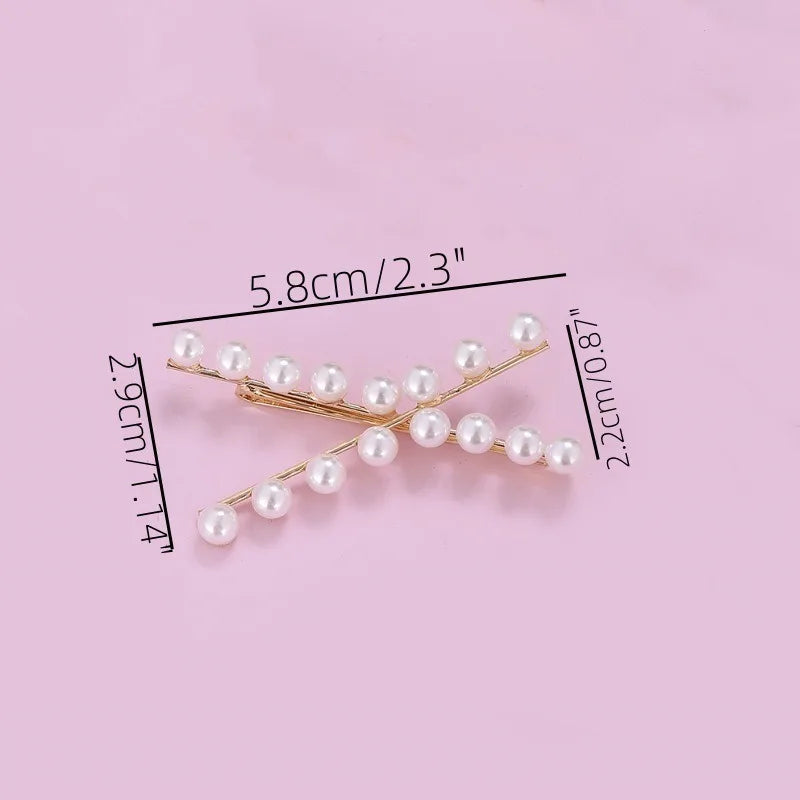 Gold pearl cross hair clips and hair barrettes
