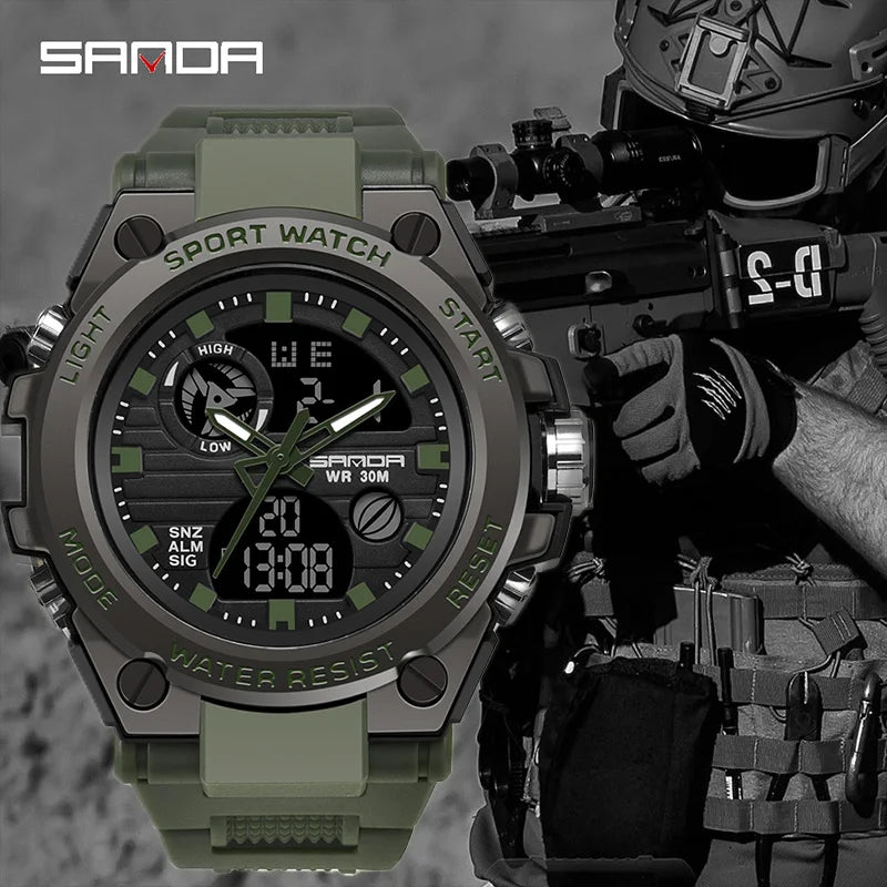 SANDA G Style Men's Digital Watch Military Sports Watch Fashion Waterproof Watch