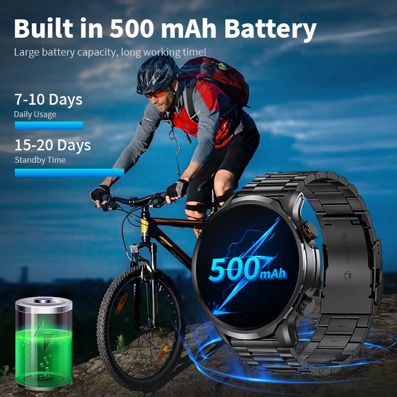 LIGE Smart Watch 1.95 inch Large Screen Bluetooth Calling Health Monitoring 500mAh Large Battery AI Voice Men Smartwatch EX100