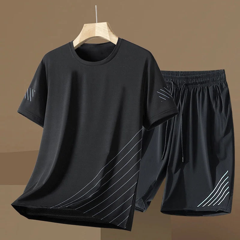 Quick-drying sportswear, short-sleeved T-shirt + shorts, two-piece suit