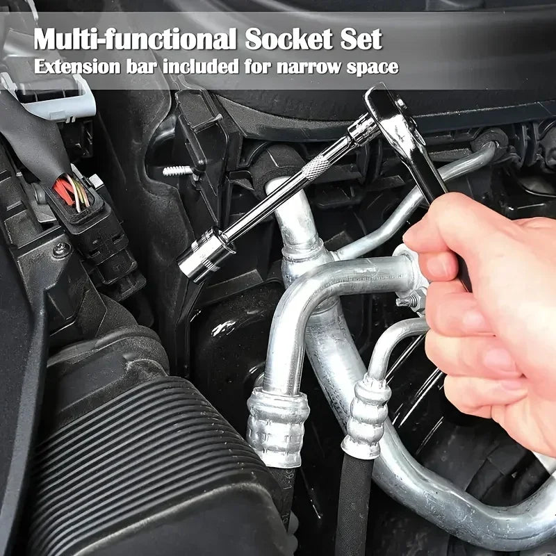 46 Piece Socket Set, 1/4 Inch Ratchet Wrench Set with Sockets, Hex Bit Socket Set